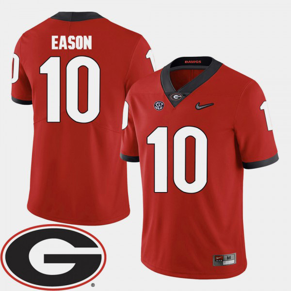 Men's #10 Jacob Eason Georgia Bulldogs College Football 2018 SEC Patch For Jersey - Red